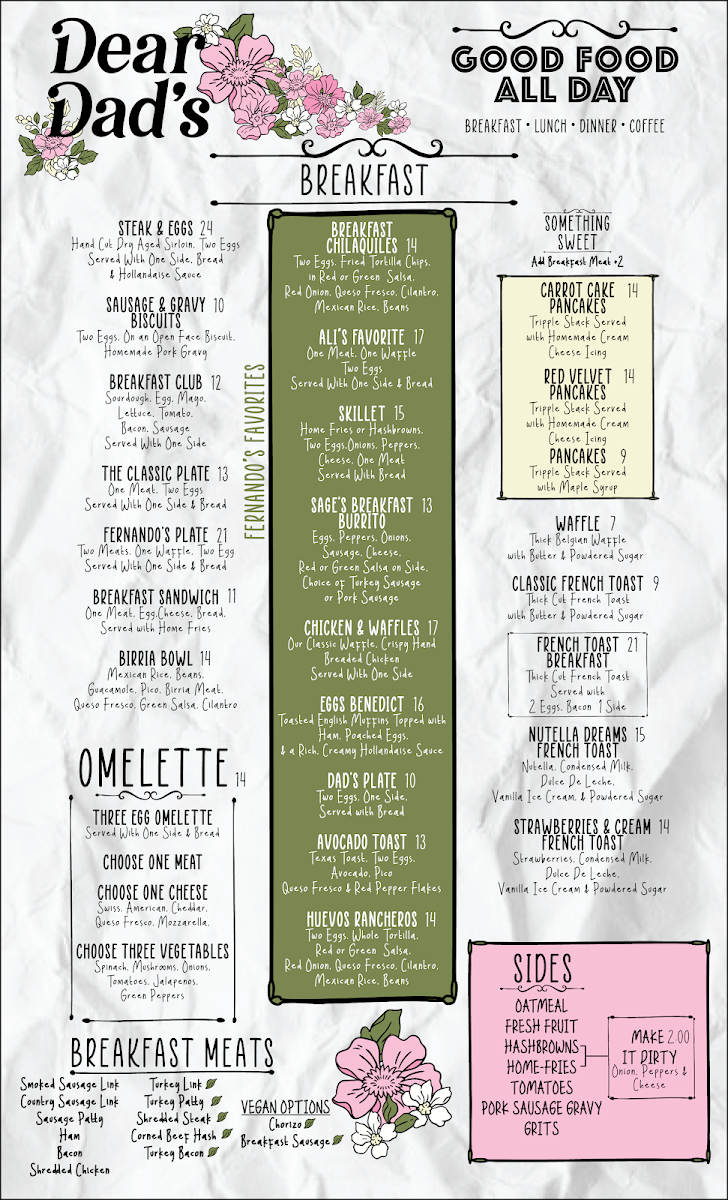 Dear Dad's Restaurant Menu - Image 2